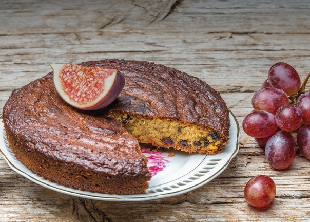 Soft Almond, Fig and Grape Cake